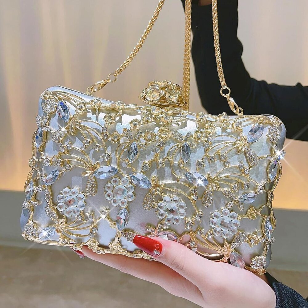 BABEYOND Rhinestone Clutch for Women Sparkly Triangle Purse 1920s Evening Bag - Picture 3 of 8